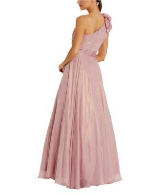 Mac Duggal Iridescent One Shoulder Rosette Ball Gown