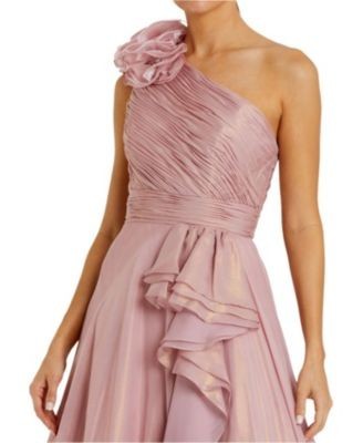 Mac Duggal Iridescent One Shoulder Rosette Ball Gown