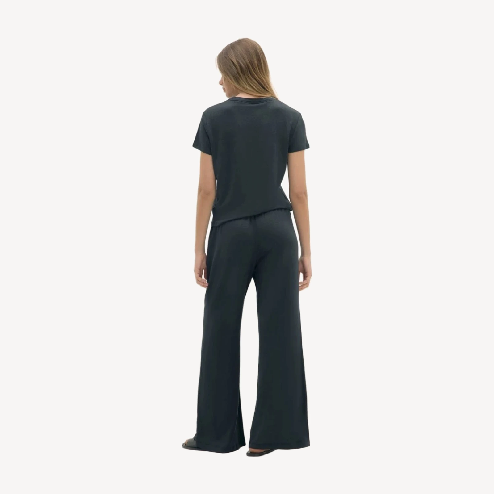 PANTALONI A GAMBA LARGA IN LINO DEVIN - NERO