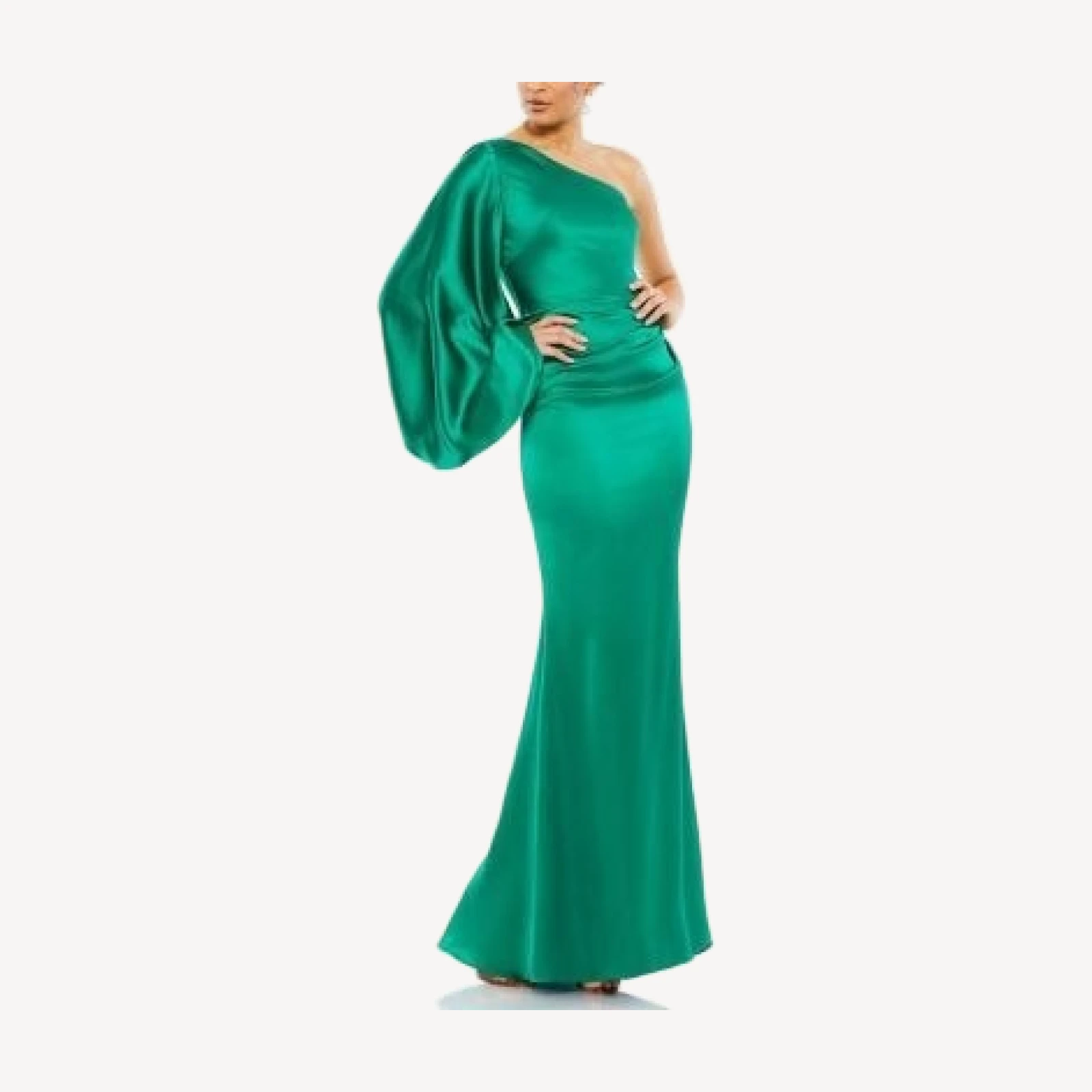Mac Duggal Satin Puff Sleeve Gown