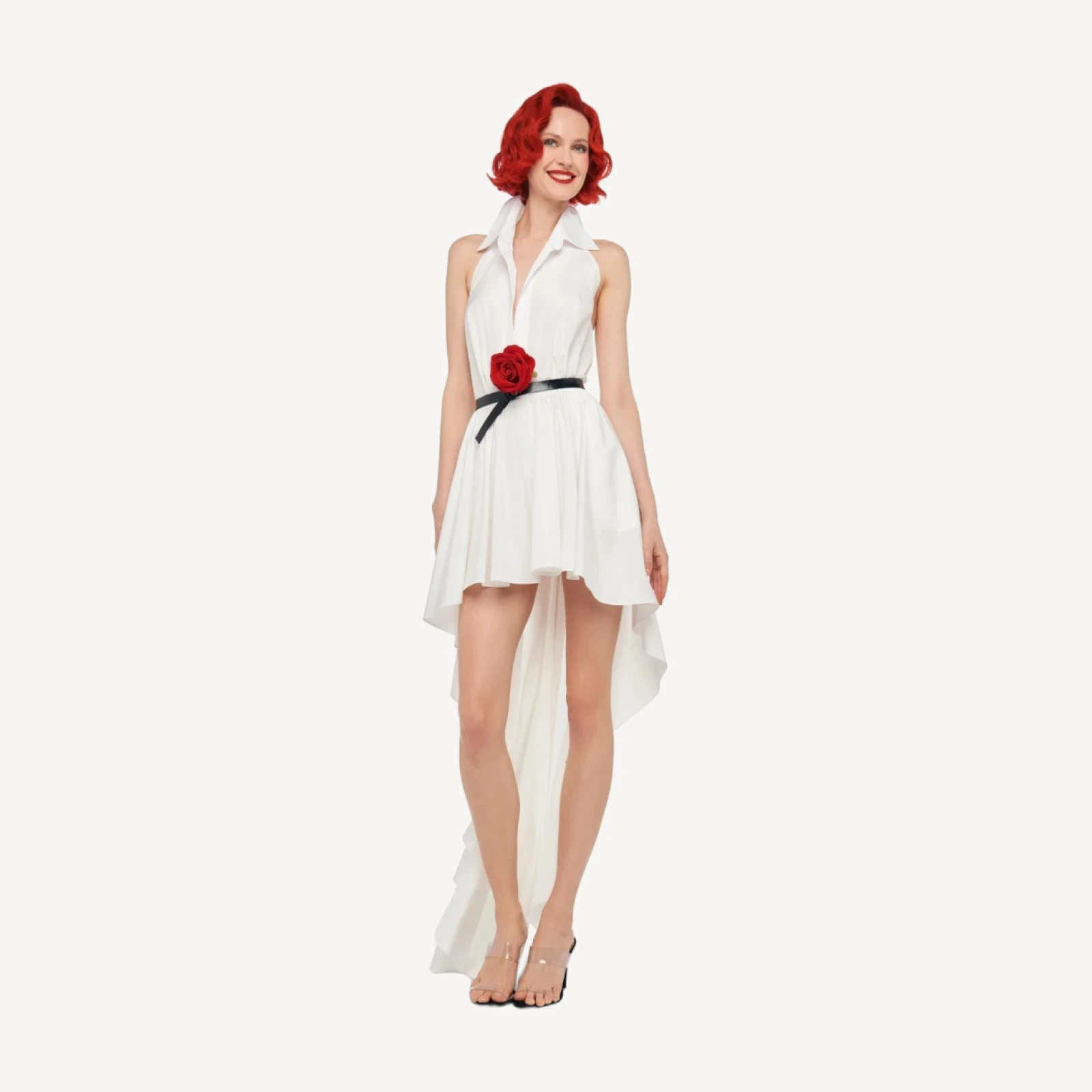 HI LOW NK HALTER FLARED DRESS
