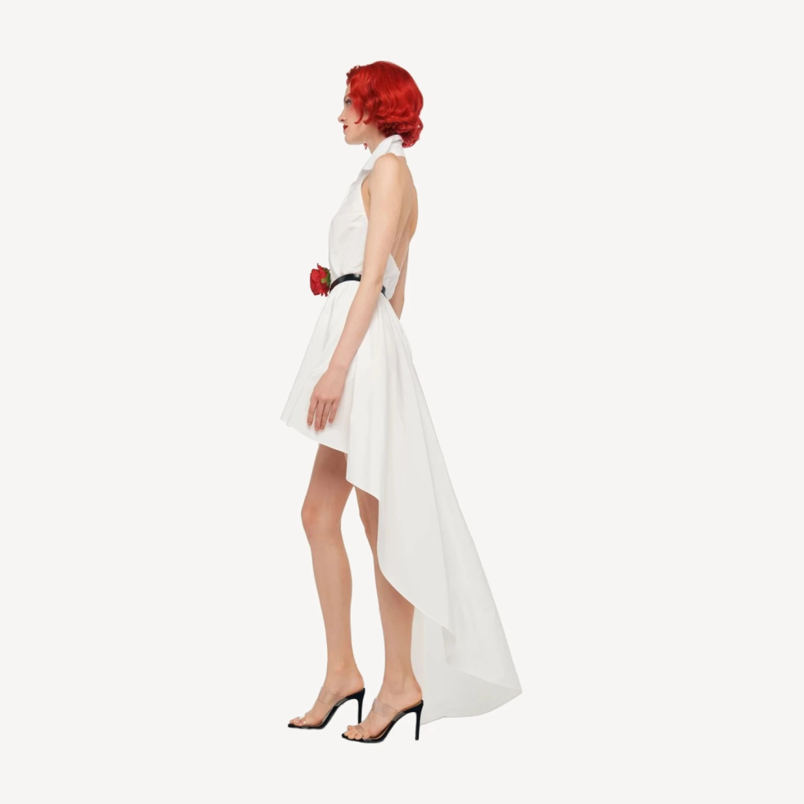 HI LOW NK HALTER FLARED DRESS
