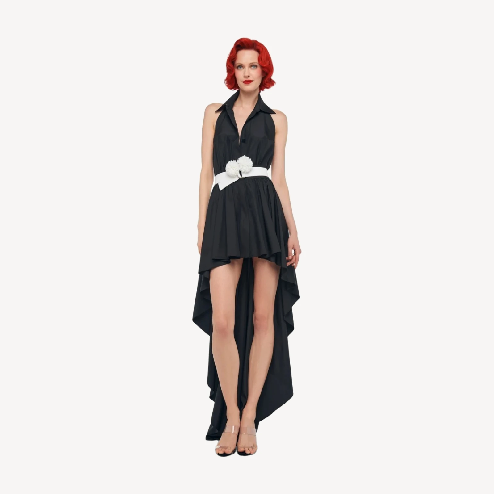 HI LOW NK HALTER FLARED DRESS