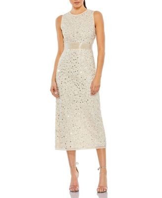 Mac Duggal Geometric Embellished Sleeveless A Line Dress