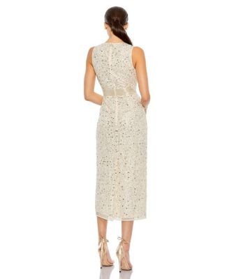 Mac Duggal Geometric Embellished Sleeveless A Line Dress