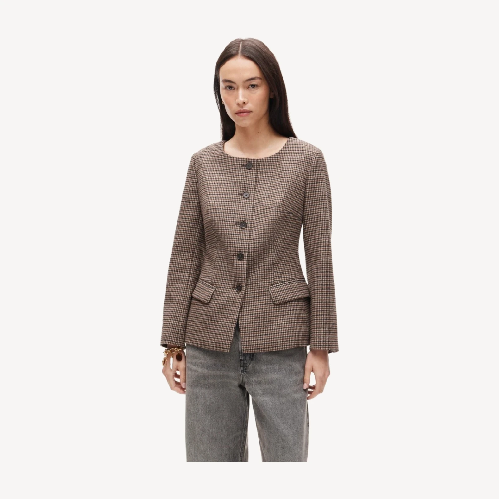 Lady jacket in plaid wool blend