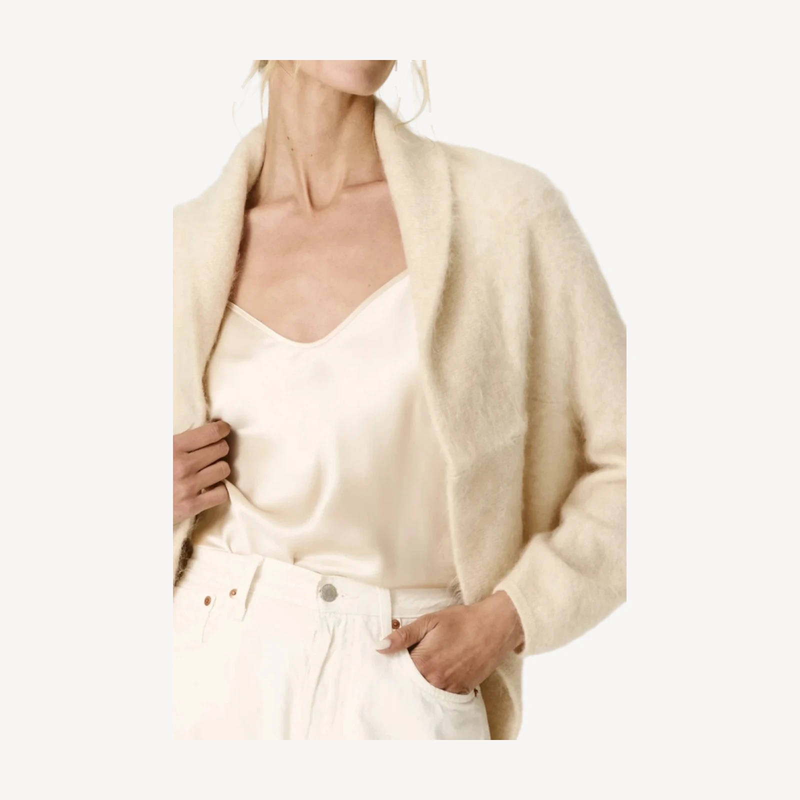 ROSALIND BRUSHED CASHMERE SHRUG - BARLEY