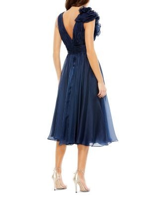 Mac Duggal Sleeveless Chiffon A-Line Tea Length Cocktail Dress