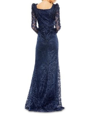Mac Duggal Embroidered Applique Shoulder Detail Trumpet Gown