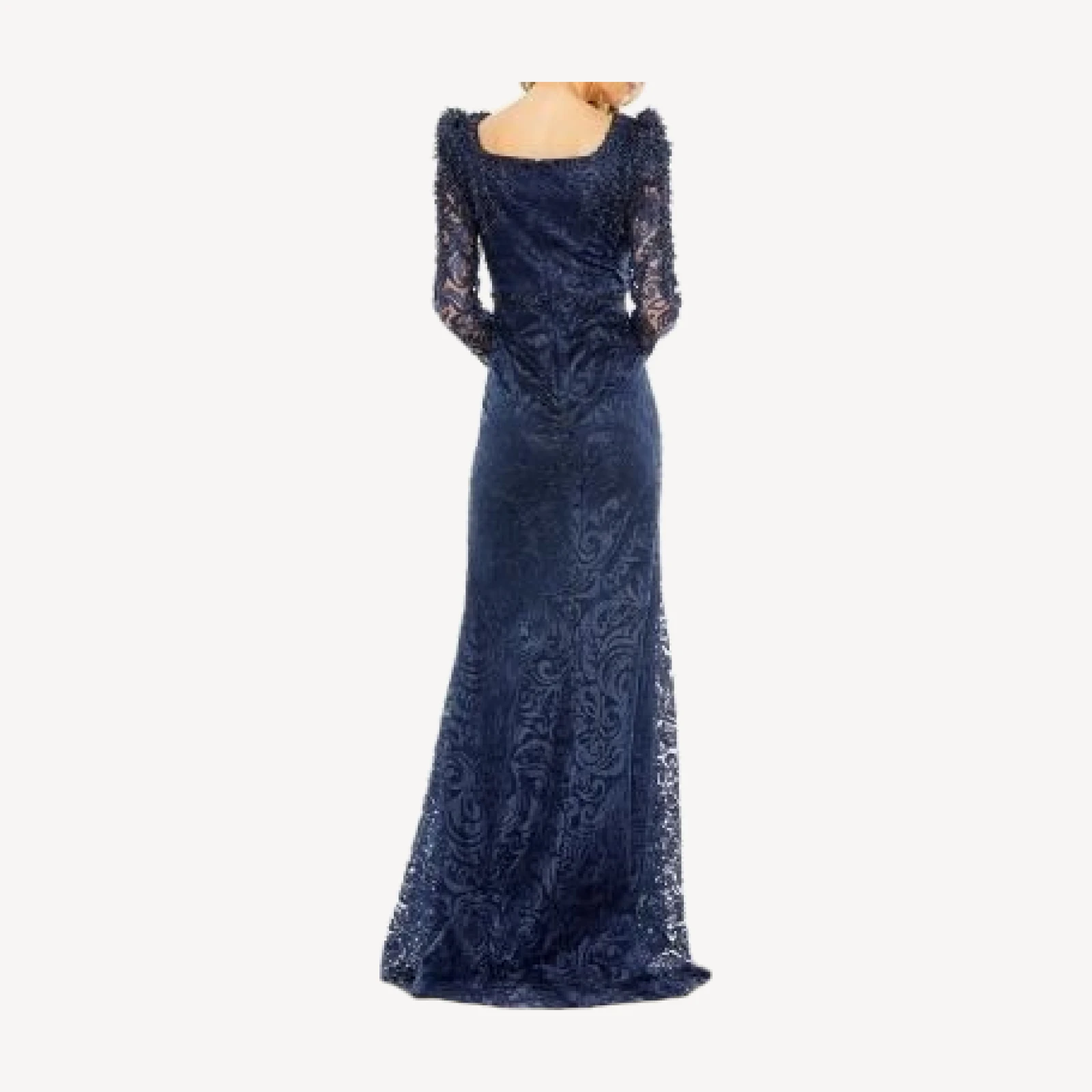 Mac Duggal Embroidered Applique Shoulder Detail Trumpet Gown