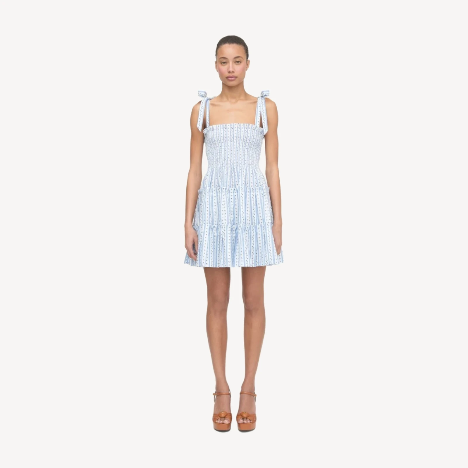 The Ribbon Charlotte Nap Dress - Blue Petal Stripe