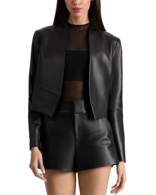 Alice and Olivia New Harvey Leather Open Front Jacket, photo 2