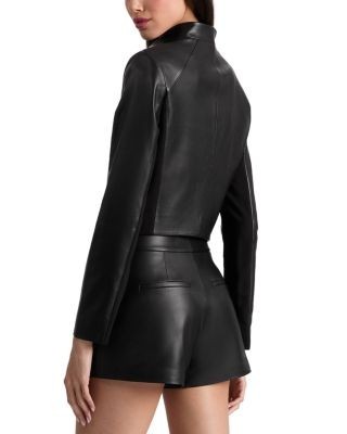 Alice and Olivia New Harvey Leather Open Front Jacket, photo 5