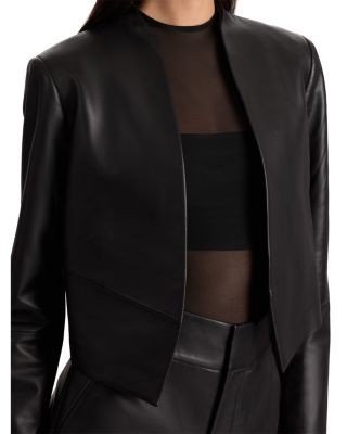 Alice and Olivia New Harvey Leather Open Front Jacket, photo 6