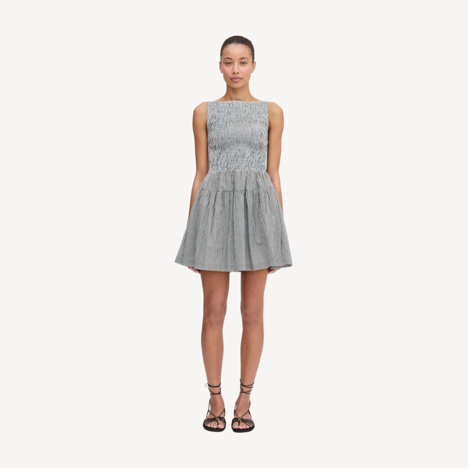 The Cosima Mini Nap Dress - Black/Sand Gingham