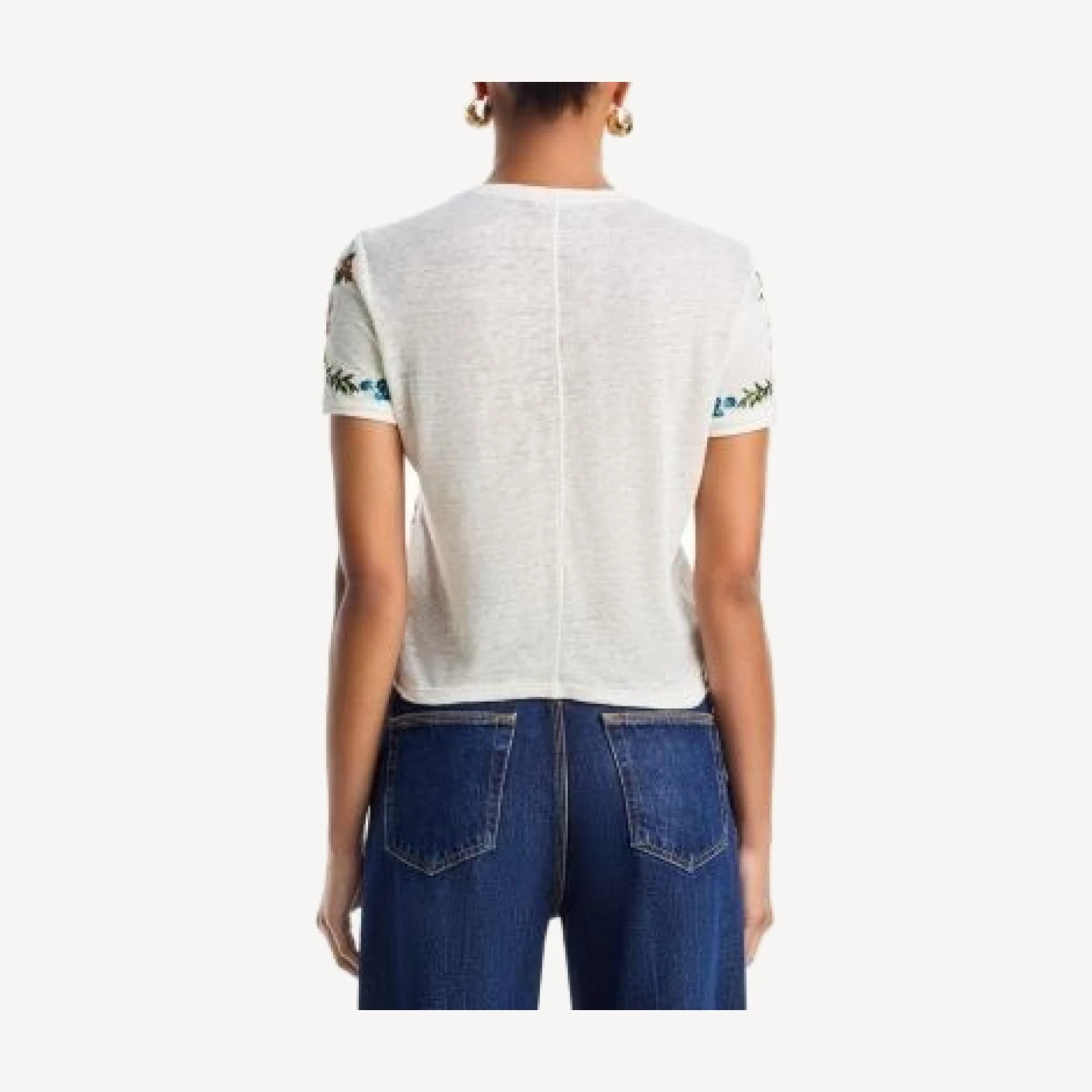 Alice and Olivia Cindy Embroidered Cropped Tee