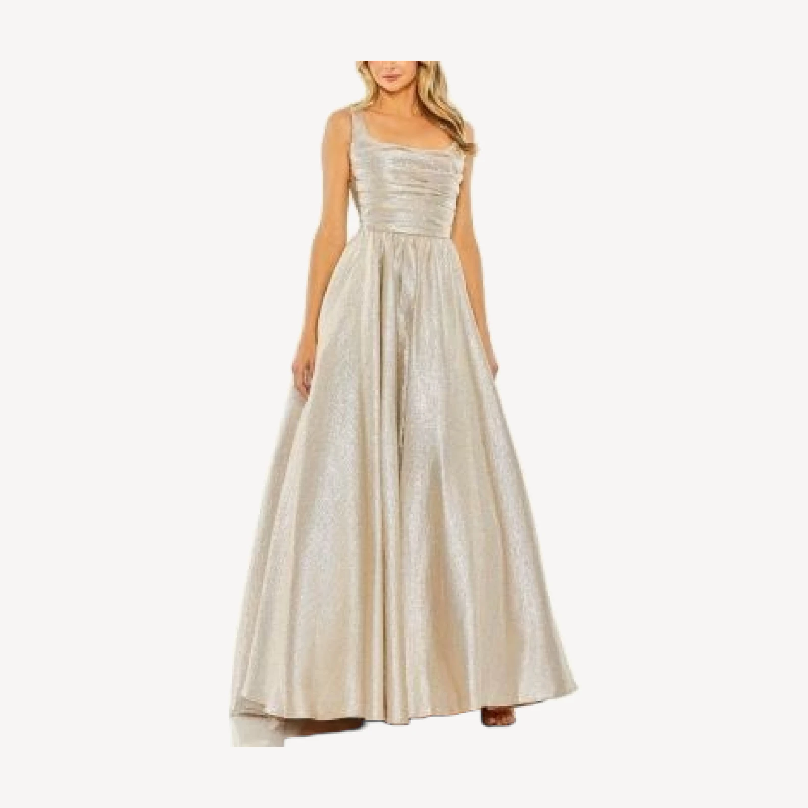 Mac Duggal Metallic Pleated Bodice Ballgown