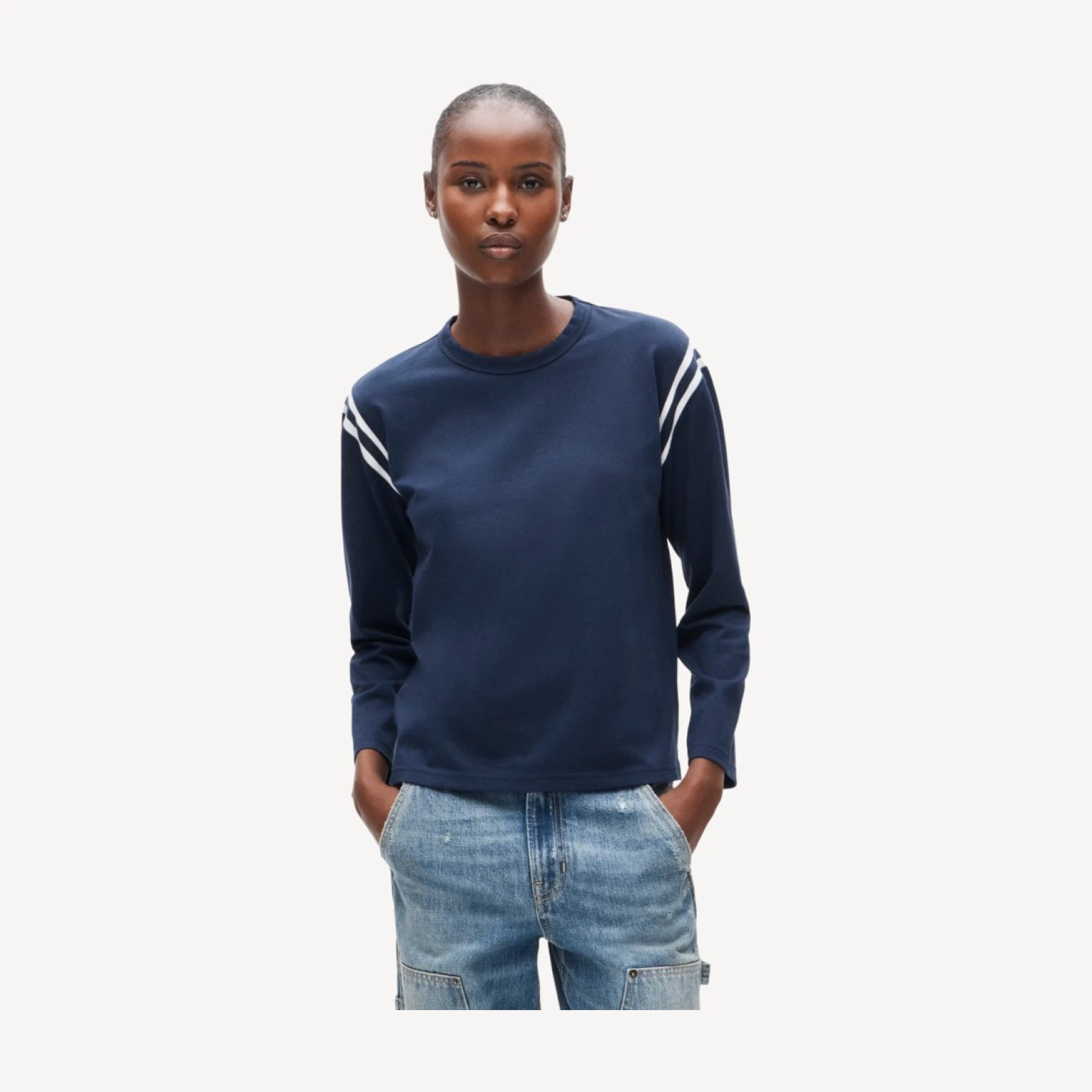 Boyfriend jersey varsity long-sleeve T-shirt