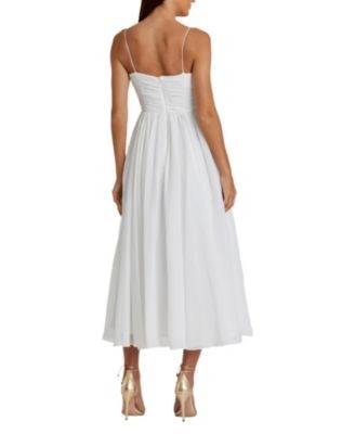 Mac Duggal Faux Wrap Sleeveless Flowy Midi Dress