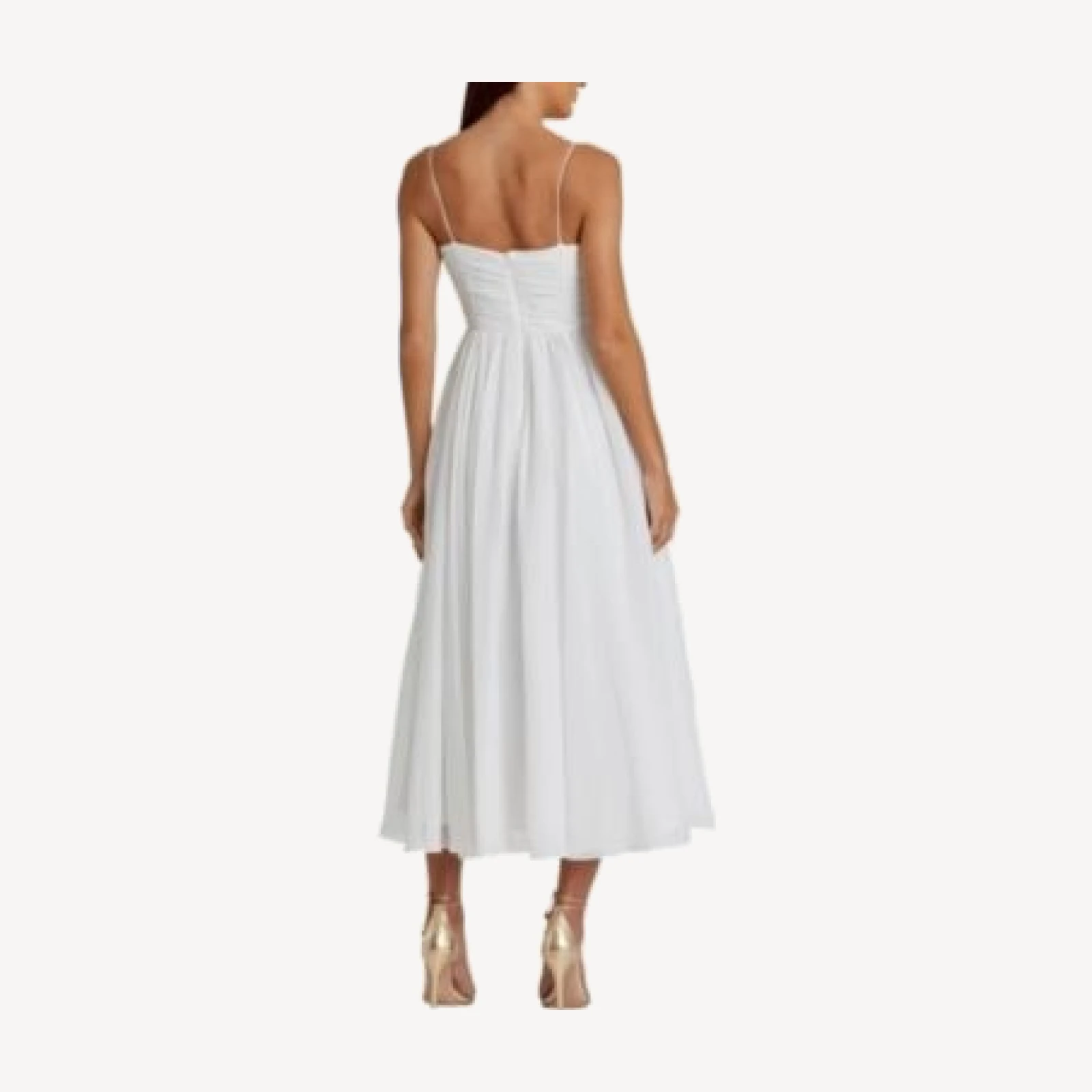 Mac Duggal Faux Wrap Sleeveless Flowy Midi Dress