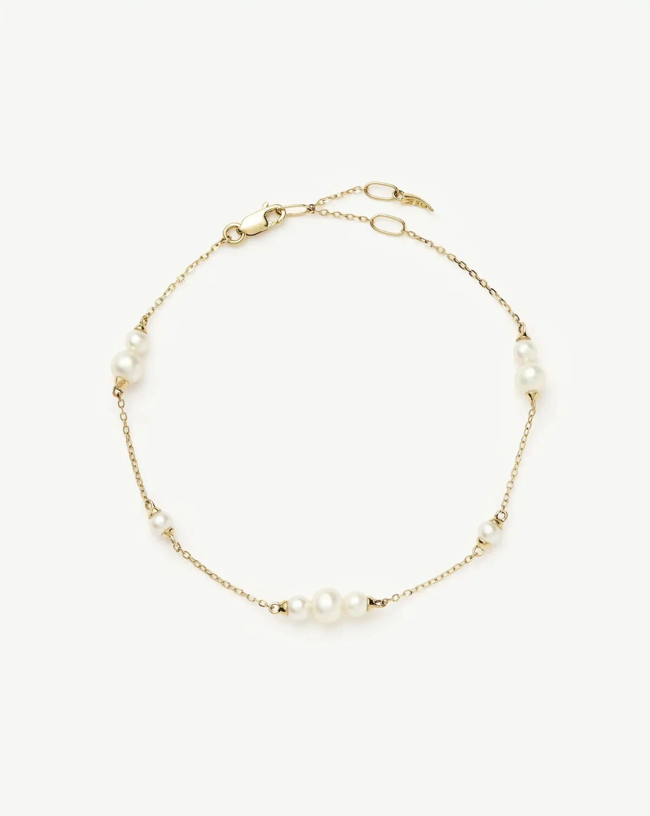 Solid Gold Pearl Chain Bracelet | 14ct Solid Gold/Pearl