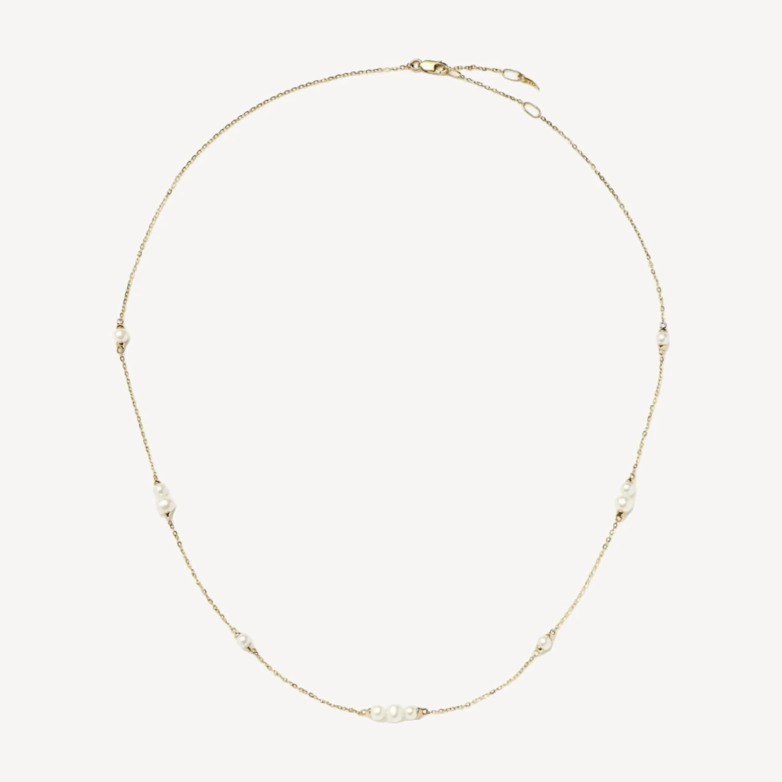 Solid Gold Pearl Chain Necklace | 14ct Solid Gold/Pearl