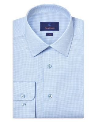 David Donahue Trim Fit Micro Dobby Solid Dress Shirt