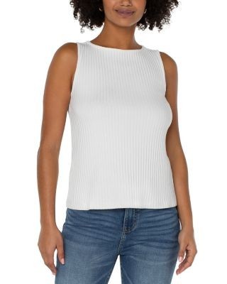 Liverpool Los Angeles Ribbed Knit Boat Neck Tank Top