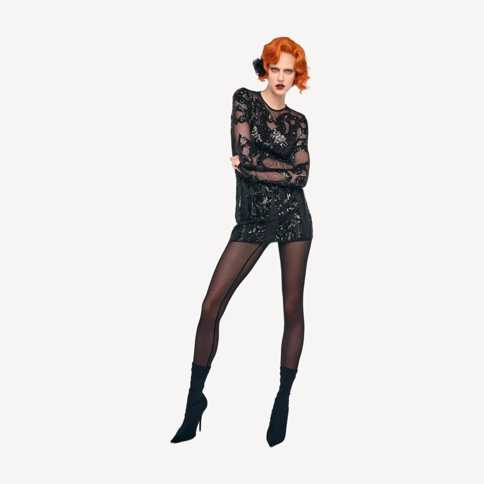 LONG SLEEVE CREWNECK MINI DRESS