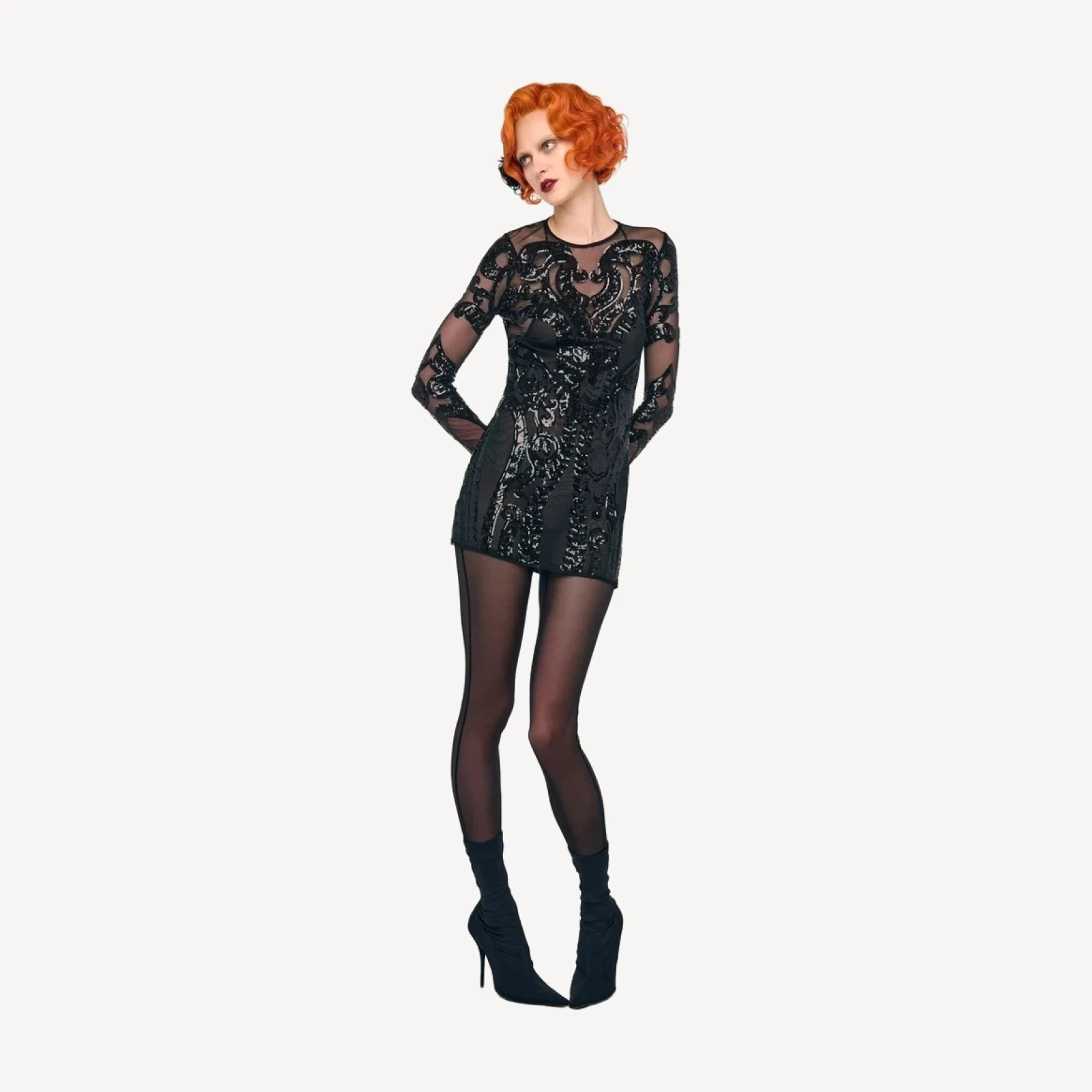 LONG SLEEVE CREWNECK MINI DRESS