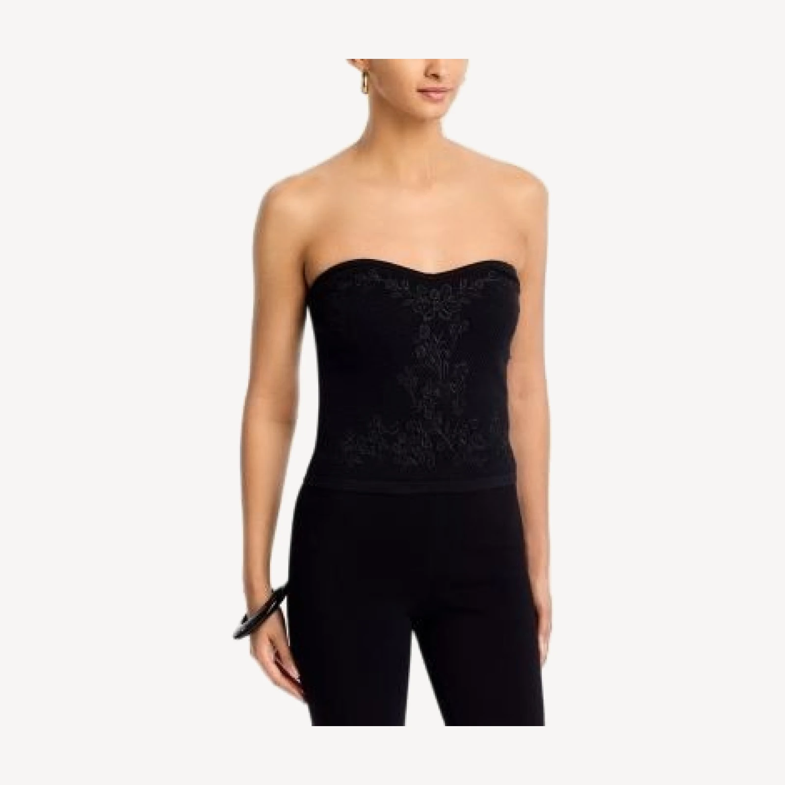 Aqua Placed Crochet Strapless Top - Exclusive