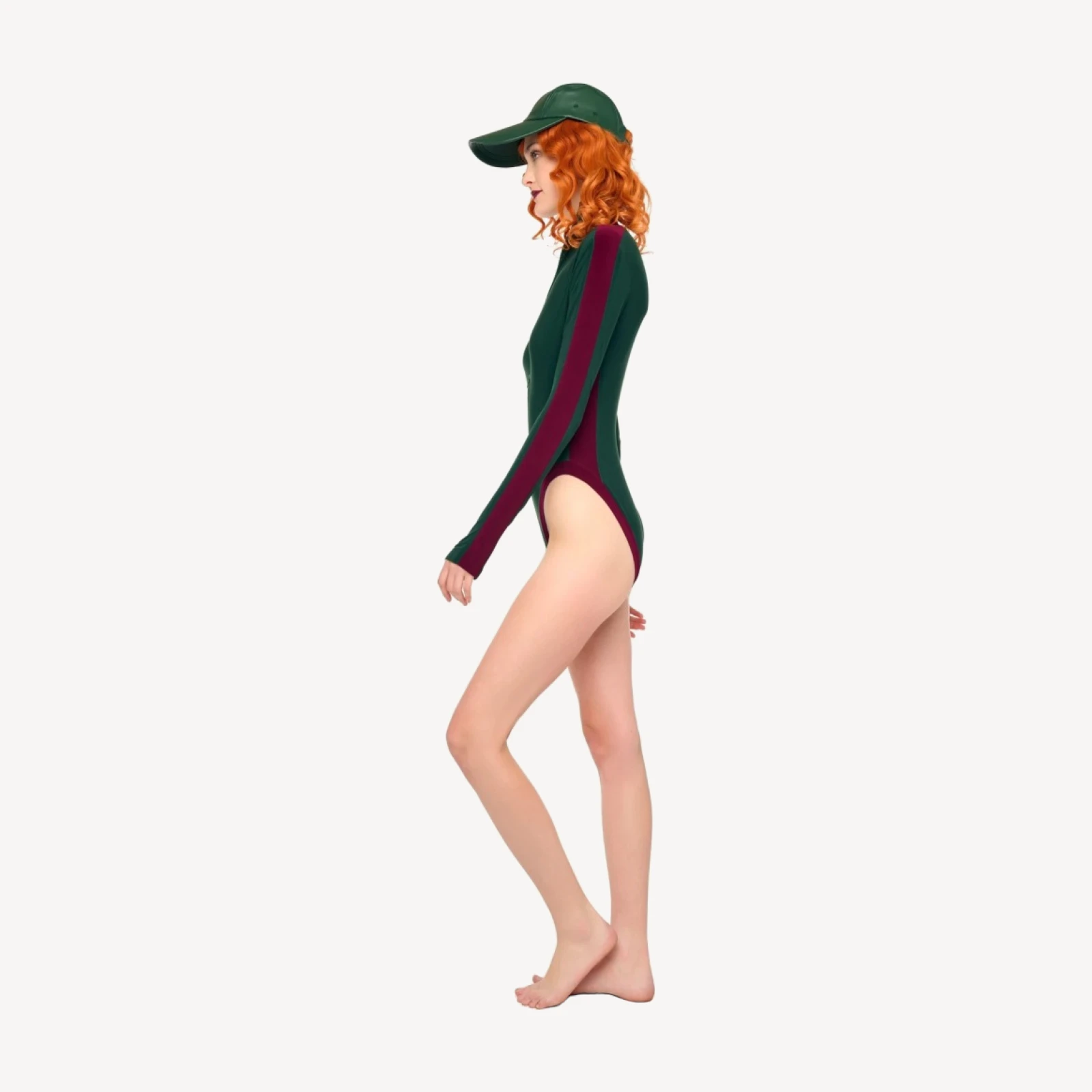 SIDE STRIPE ZIP FRONT L/S TURTLENECK BODYSUIT