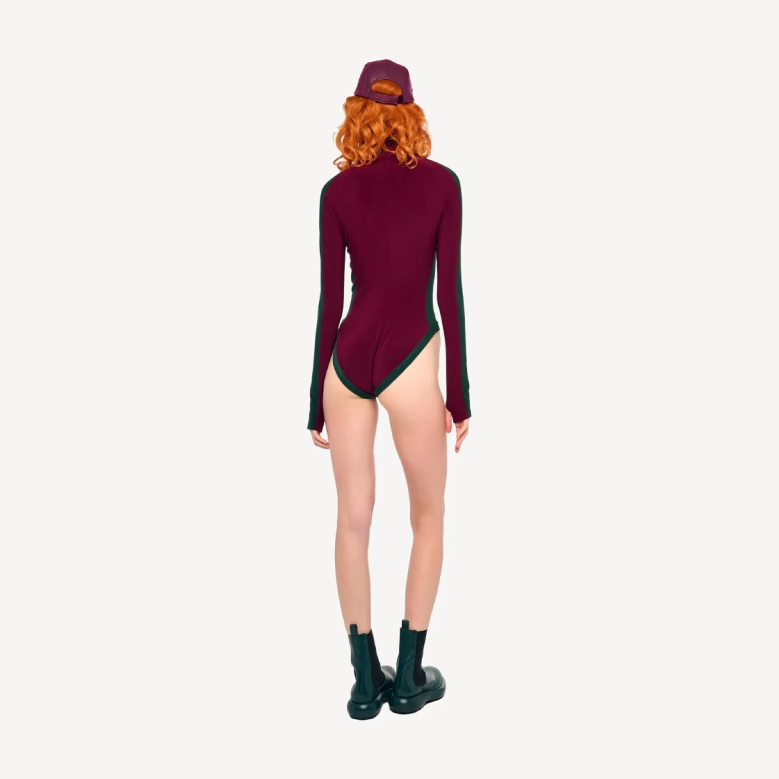 SIDE STRIPE ZIP FRONT L/S TURTLENECK BODYSUIT