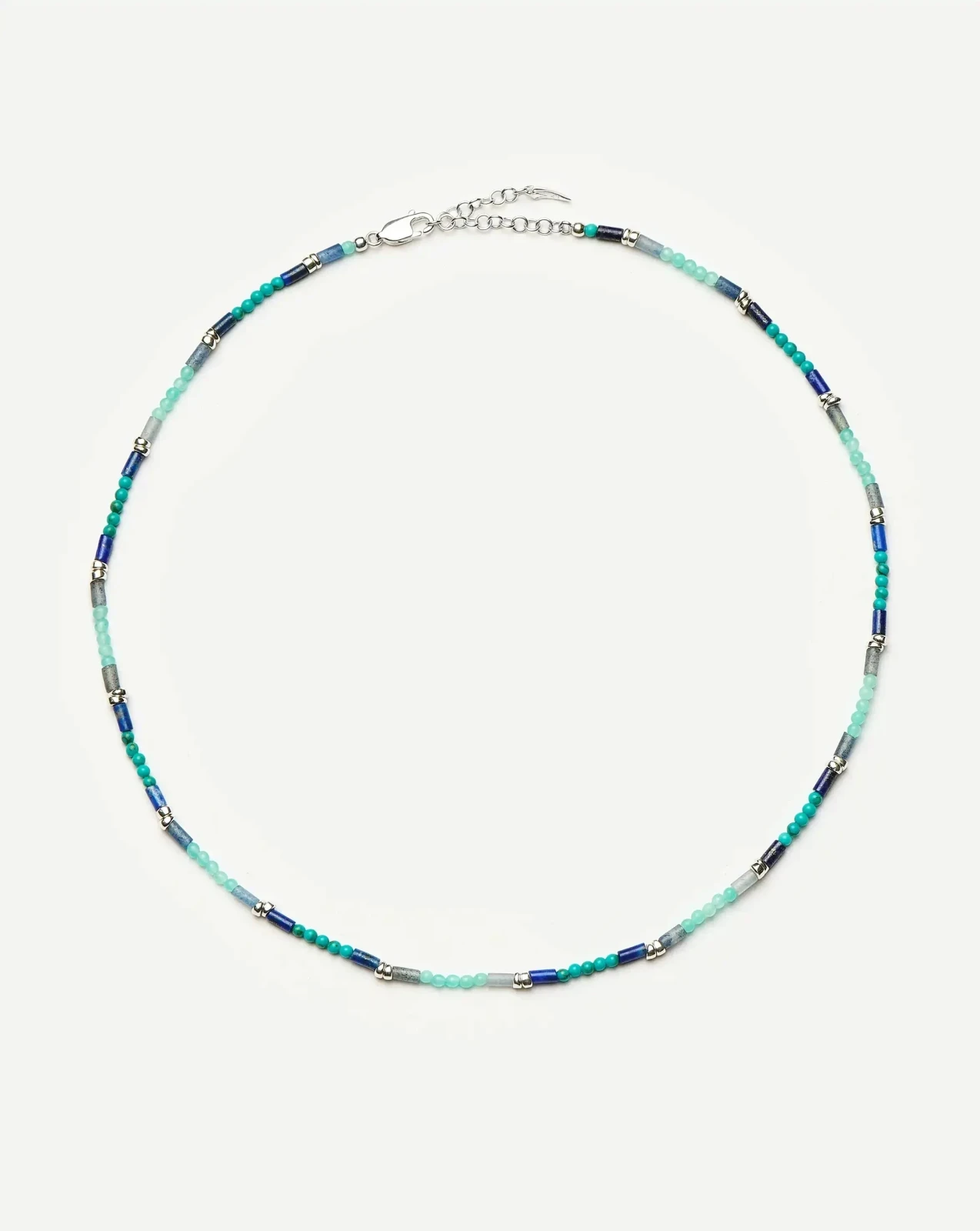 Beaded Gemstone Choker | Silver Plated/Lagoon Blue