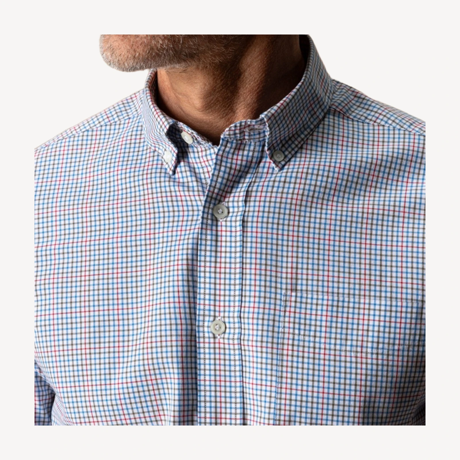 Cotton Twill Sport Shirt - Goodwin Plaid - Deep Water