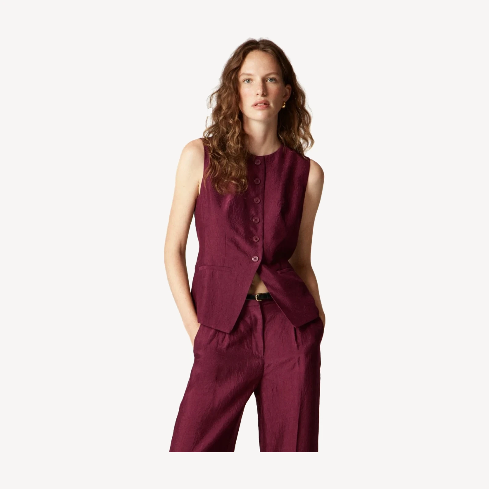 Essential cutaway vest top in textured satin