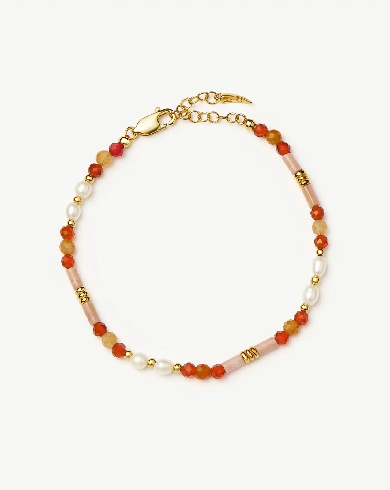 Beaded Gemstone & Pearl Bracelet | 18ct Gold Plated/Paloma Pink
