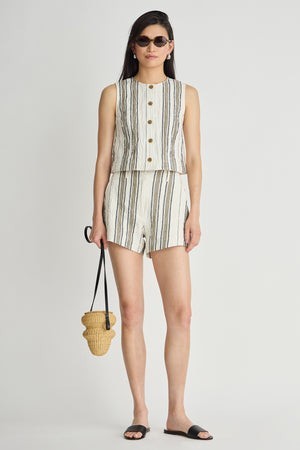 Stripe Godet Tank