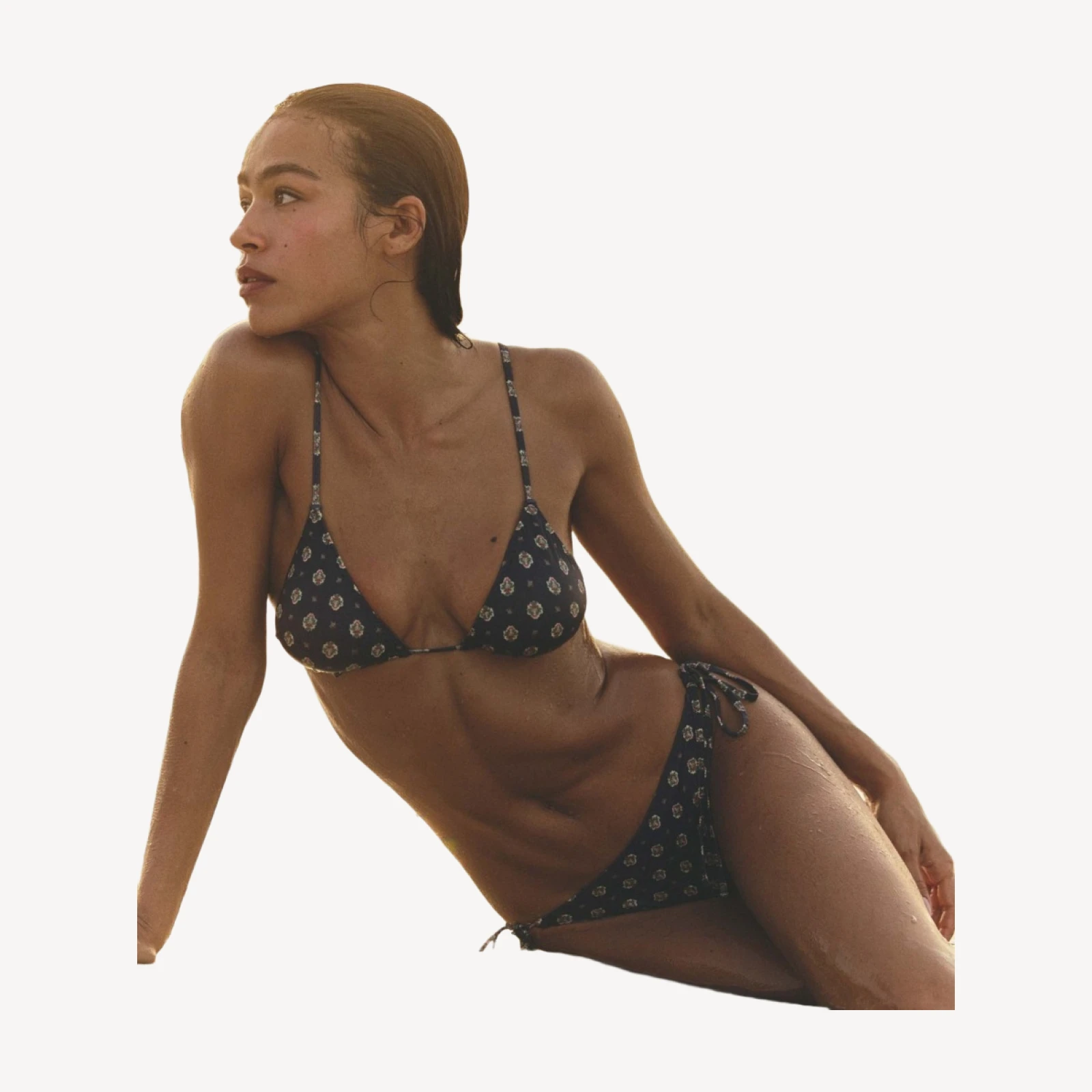 CAPRI BIKINI TOP -- NAVY CADIZ FOULARD