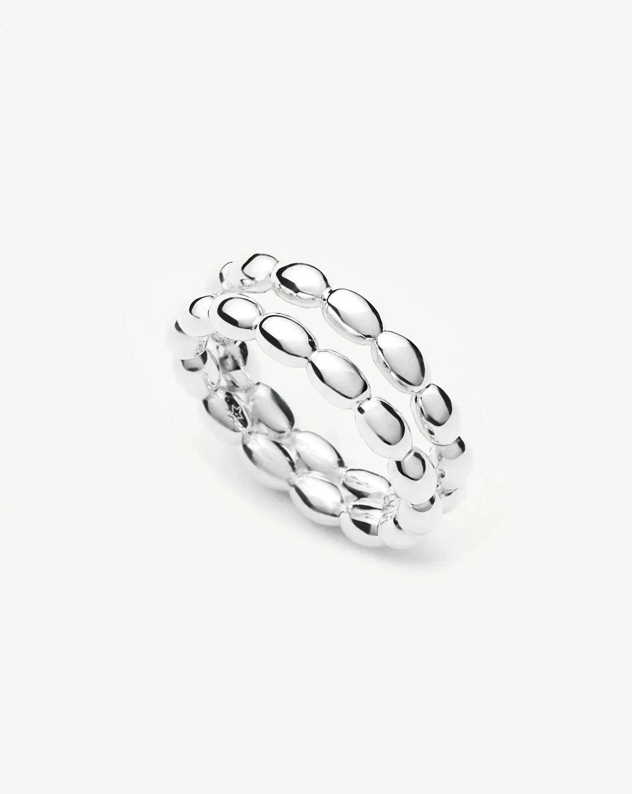 Molten Olive Stacked Ring | Silver Plated