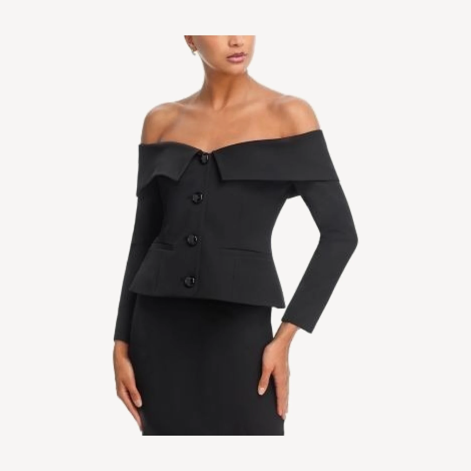 L'Agence Ingrid Off Shoulder Crop Blazer
