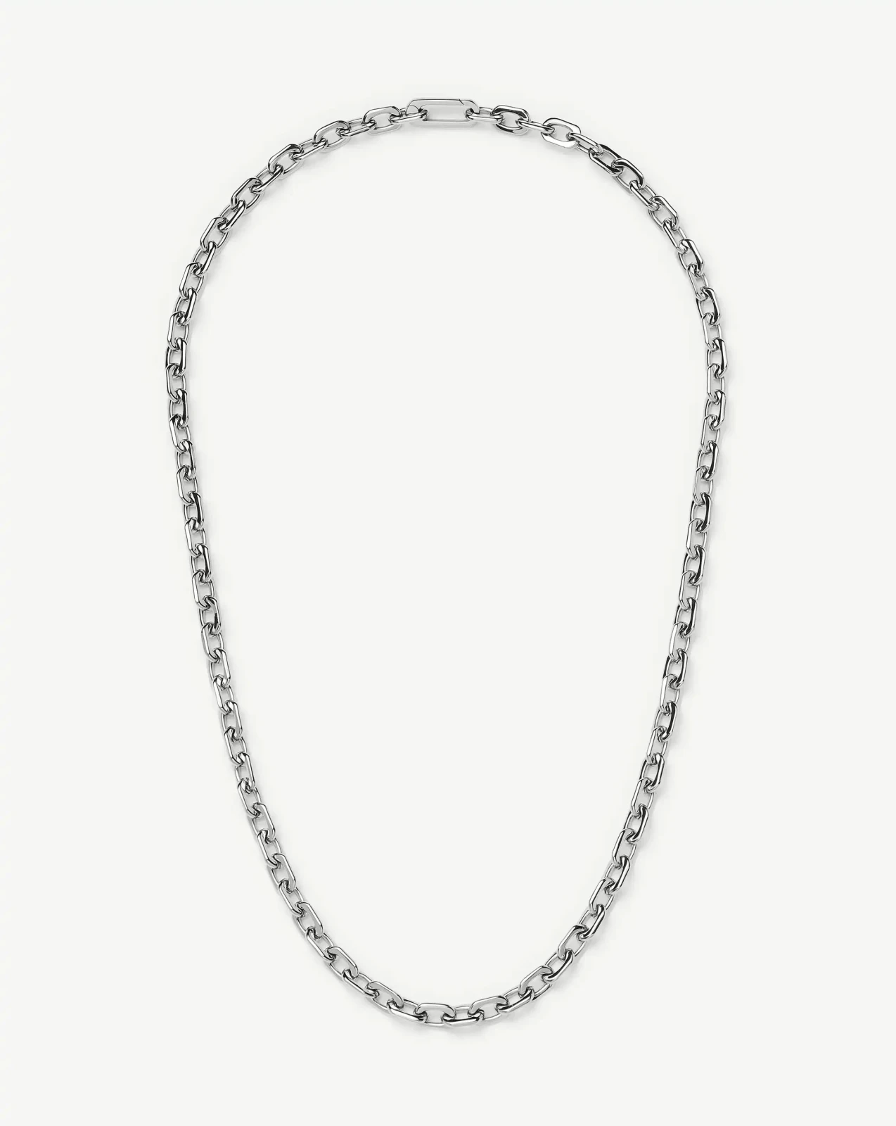 Square Paperclip Chain Necklace | Platinum Plated