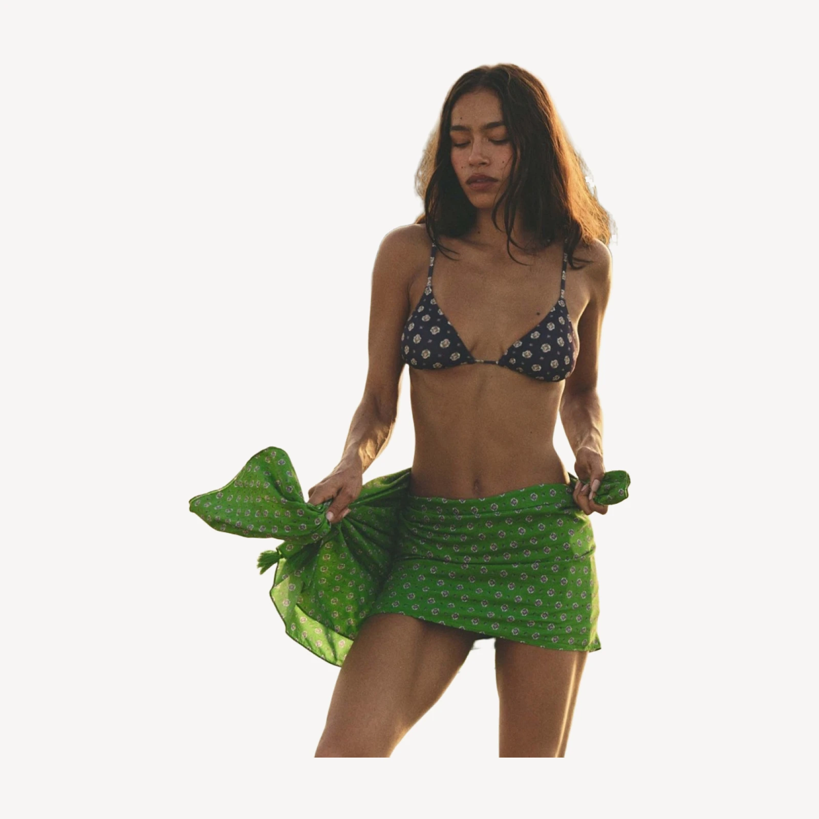CAPRI BIKINI TOP -- NAVY CADIZ FOULARD