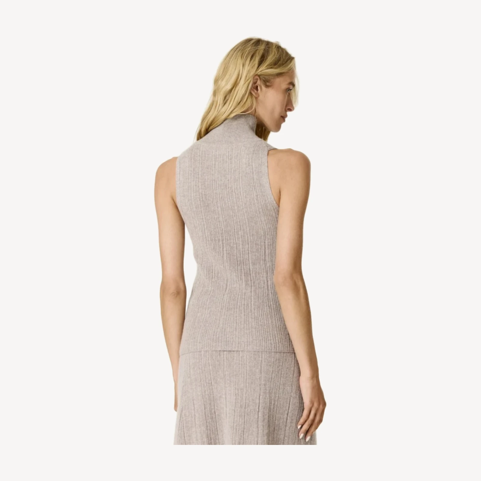 RENATA CASHMERE SLEEVELESS MOCK NECK - SMOKEY QUARTZ