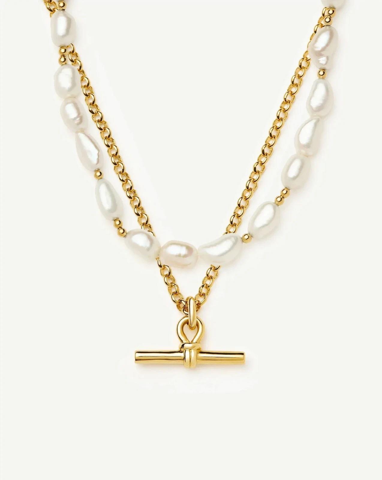The Andy T-Bar Necklace Set | 18ct Gold Plated/Pearl