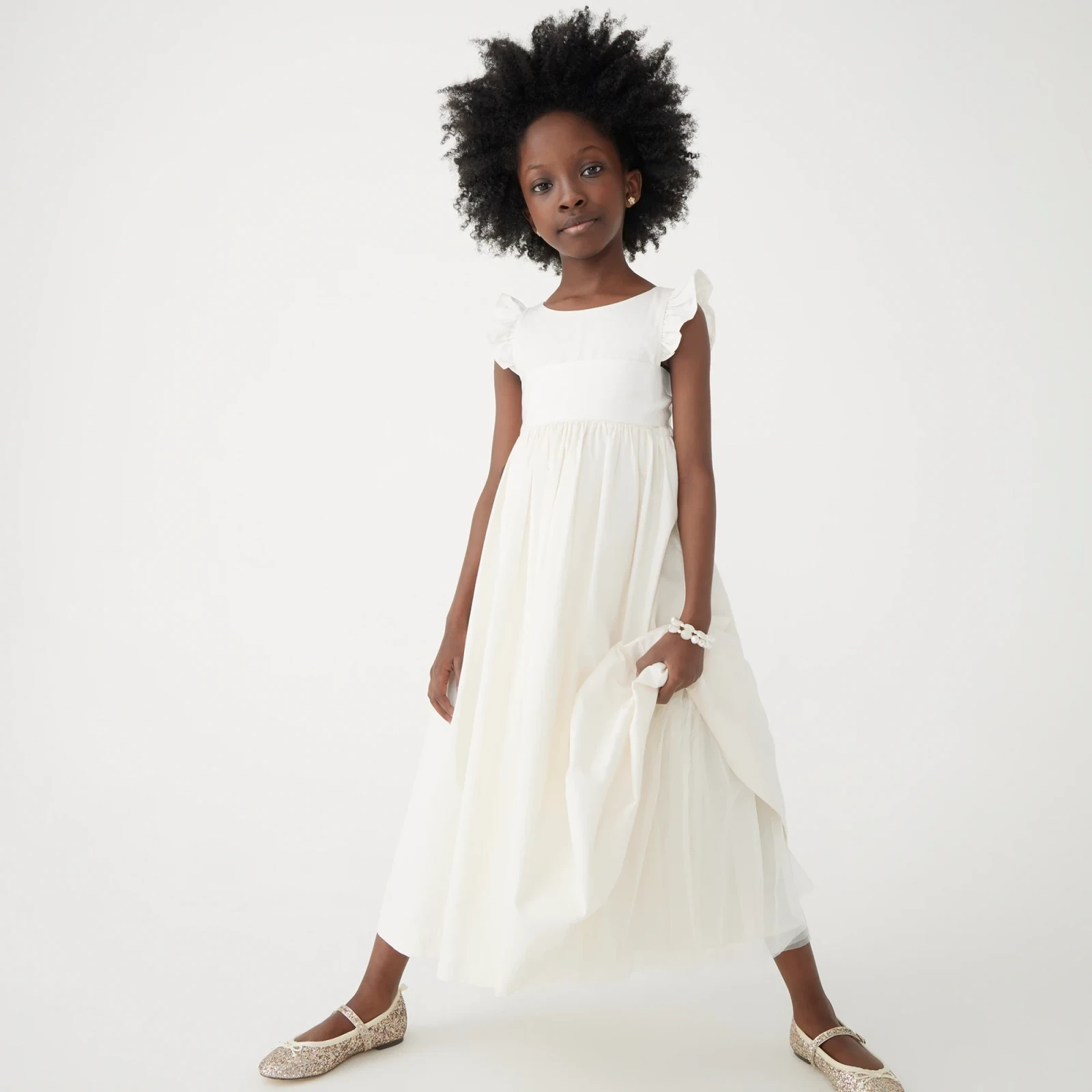 Girls' flutter-sleeve dress