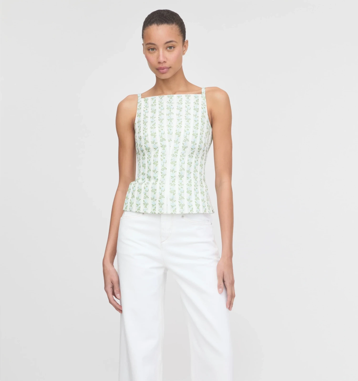 The Racquel Top - Brocade Vine Stripe