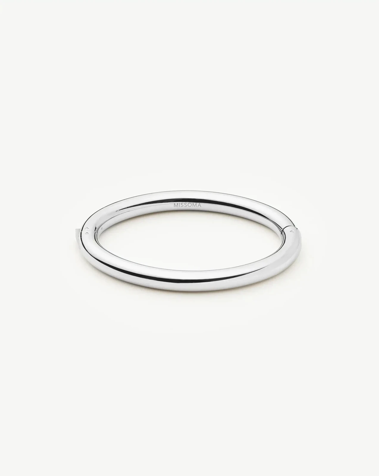 Chunky Round Hinged Bangle | Platinum Plated