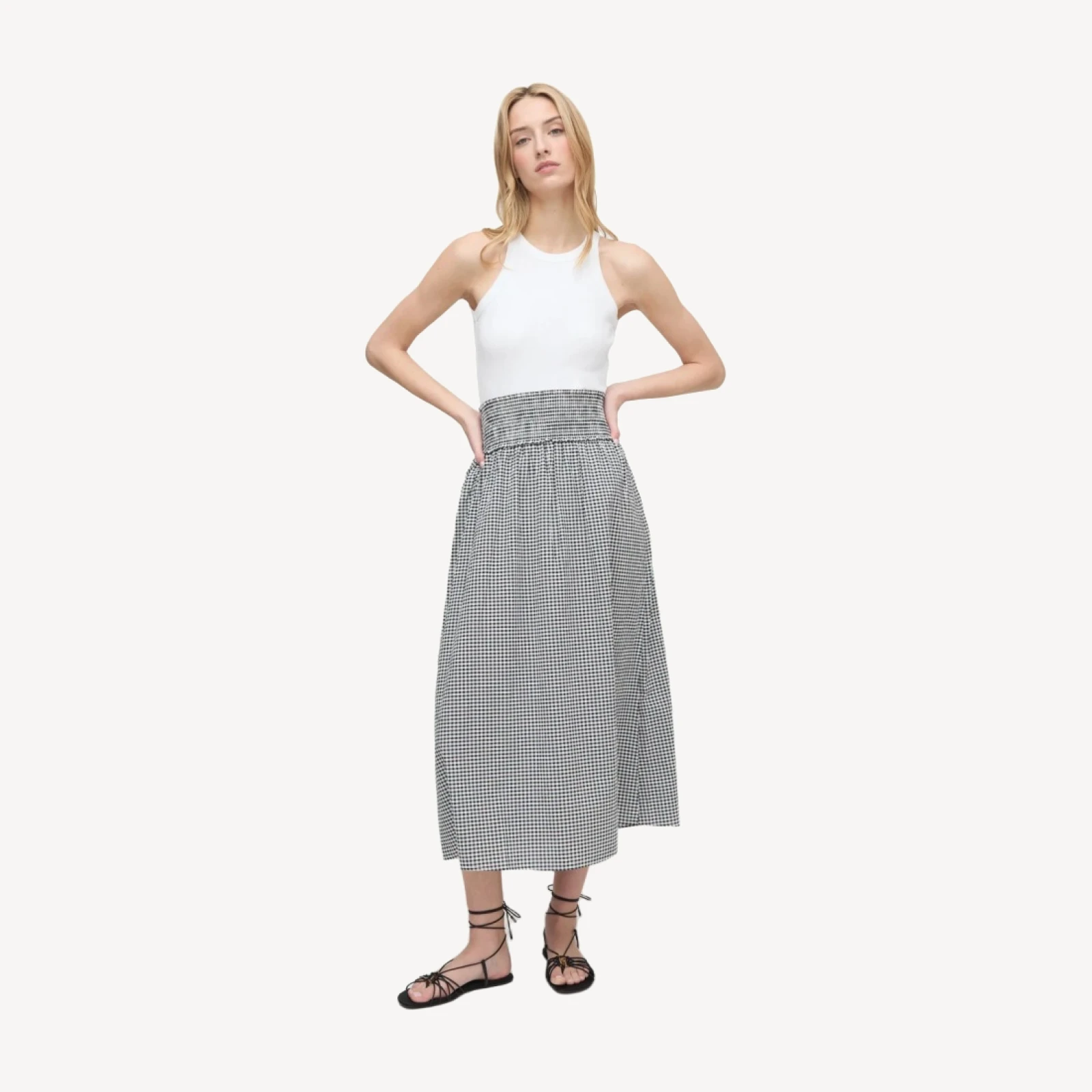 The Delphine Nap Skirt - Black/Sand Gingham