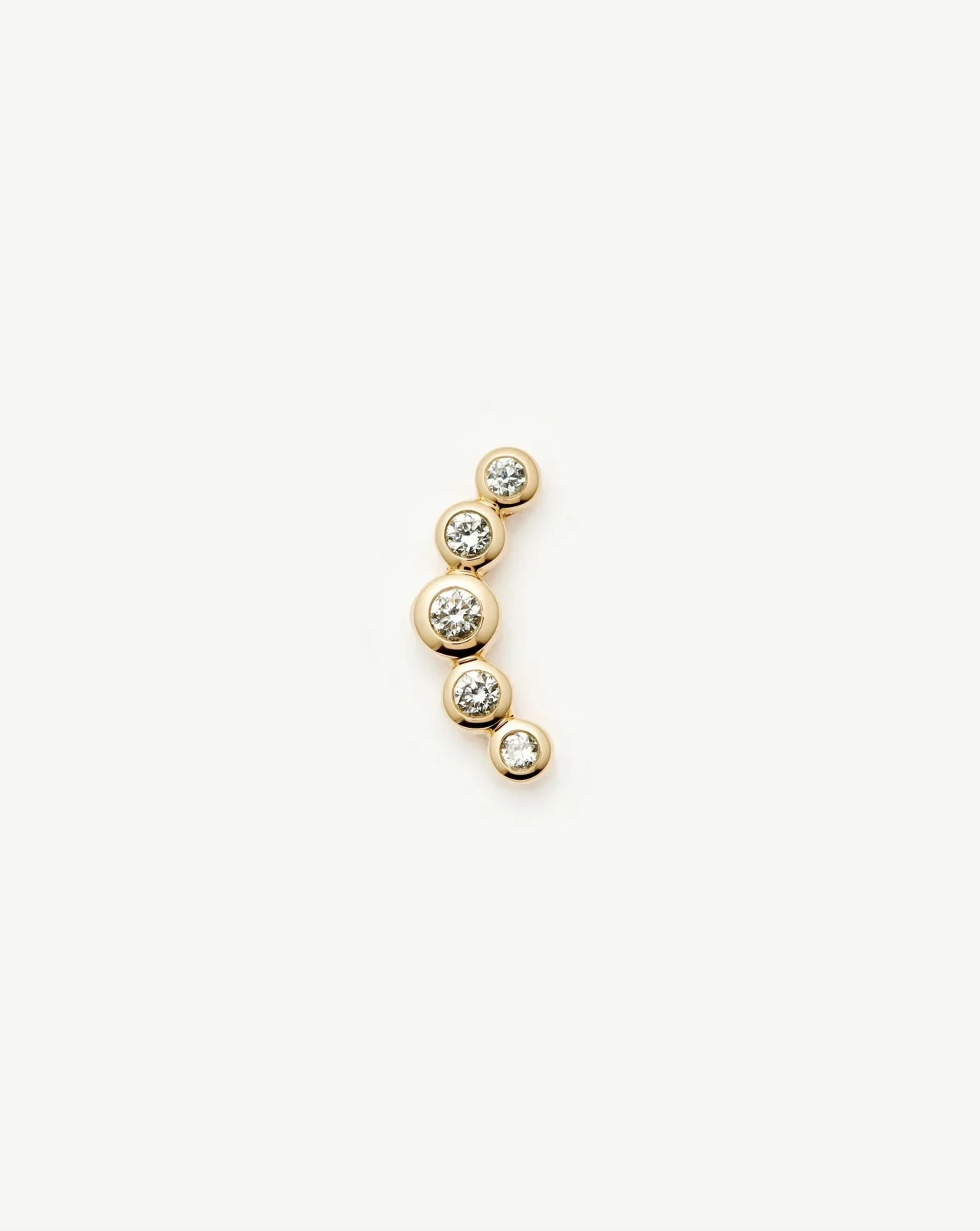 Solid Gold Diamond Ear Climber Flat Back Stud Earring | 9ct Solid Gold